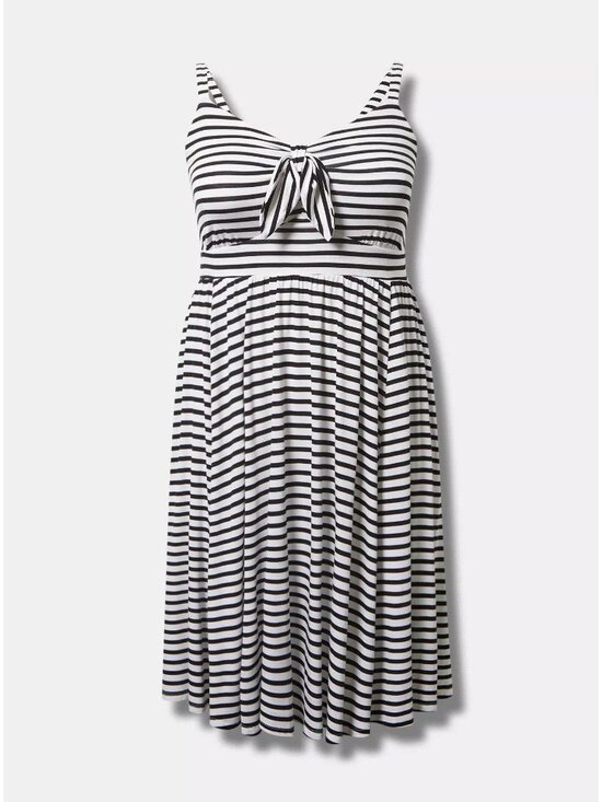 torrid Dresses & Skirts - Torrid Black & White Stripe Super Soft Tie Front Skater Dress